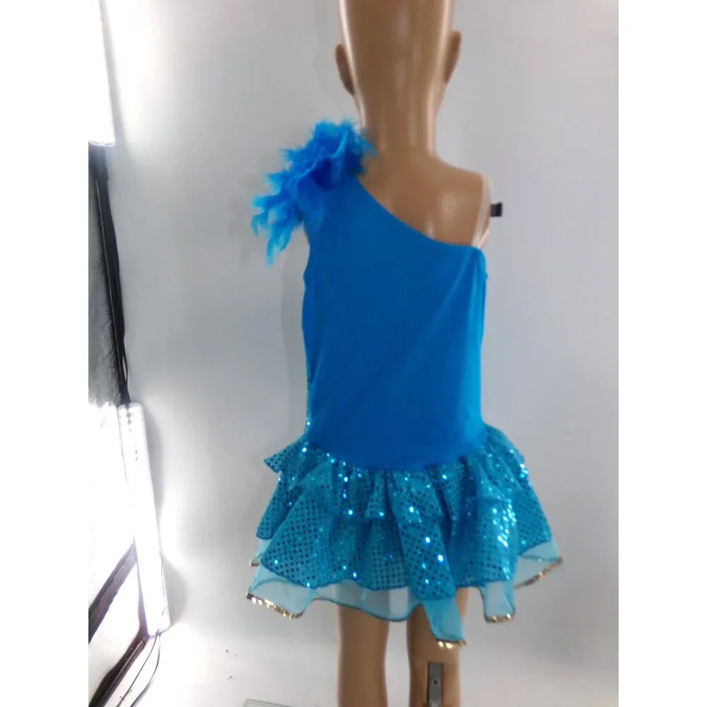 Pre-Owned Dance Costume Dance Galaxy Medium Child Turquoise Vintage Jazz Tap Mu